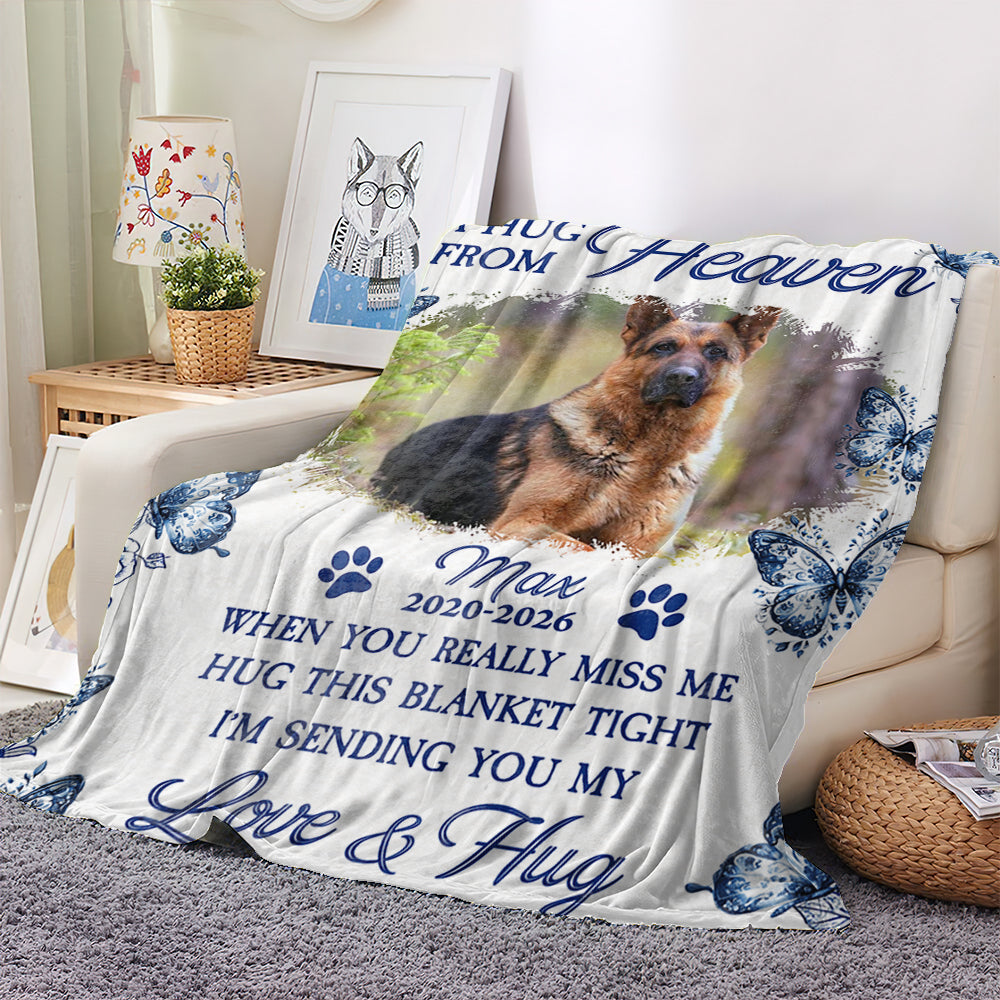 A Hug From Heaven Pet Loss - Memorial Personalized Custom Blanket - Sympathy Gift