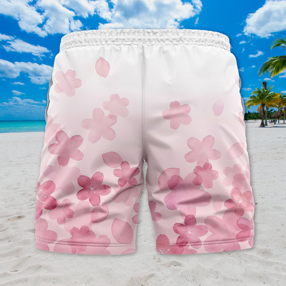Sakura Hawaiian Shirt - Unisex White & Pink Gradient Shirt with Cherry Blossom Design