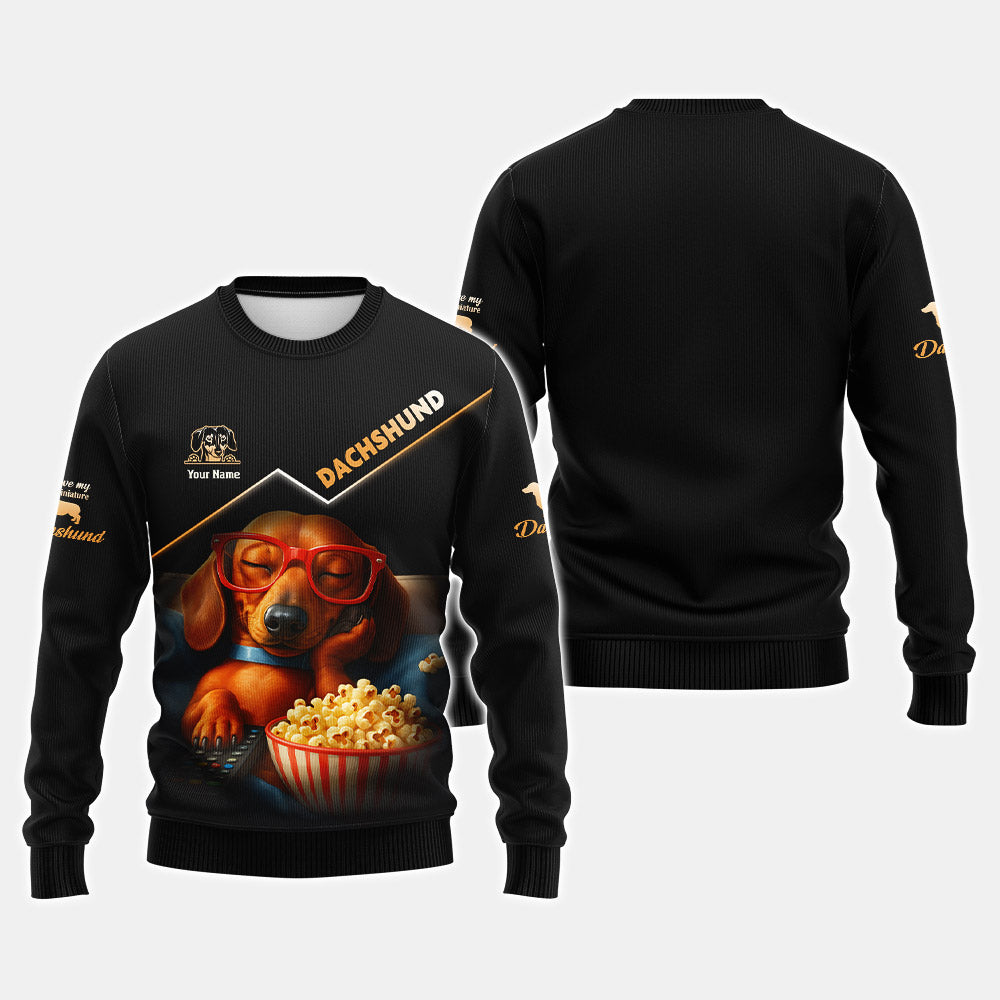 Personalized 'Dachshund Life' Shirt Chill, Popcorn & Nap Vibes