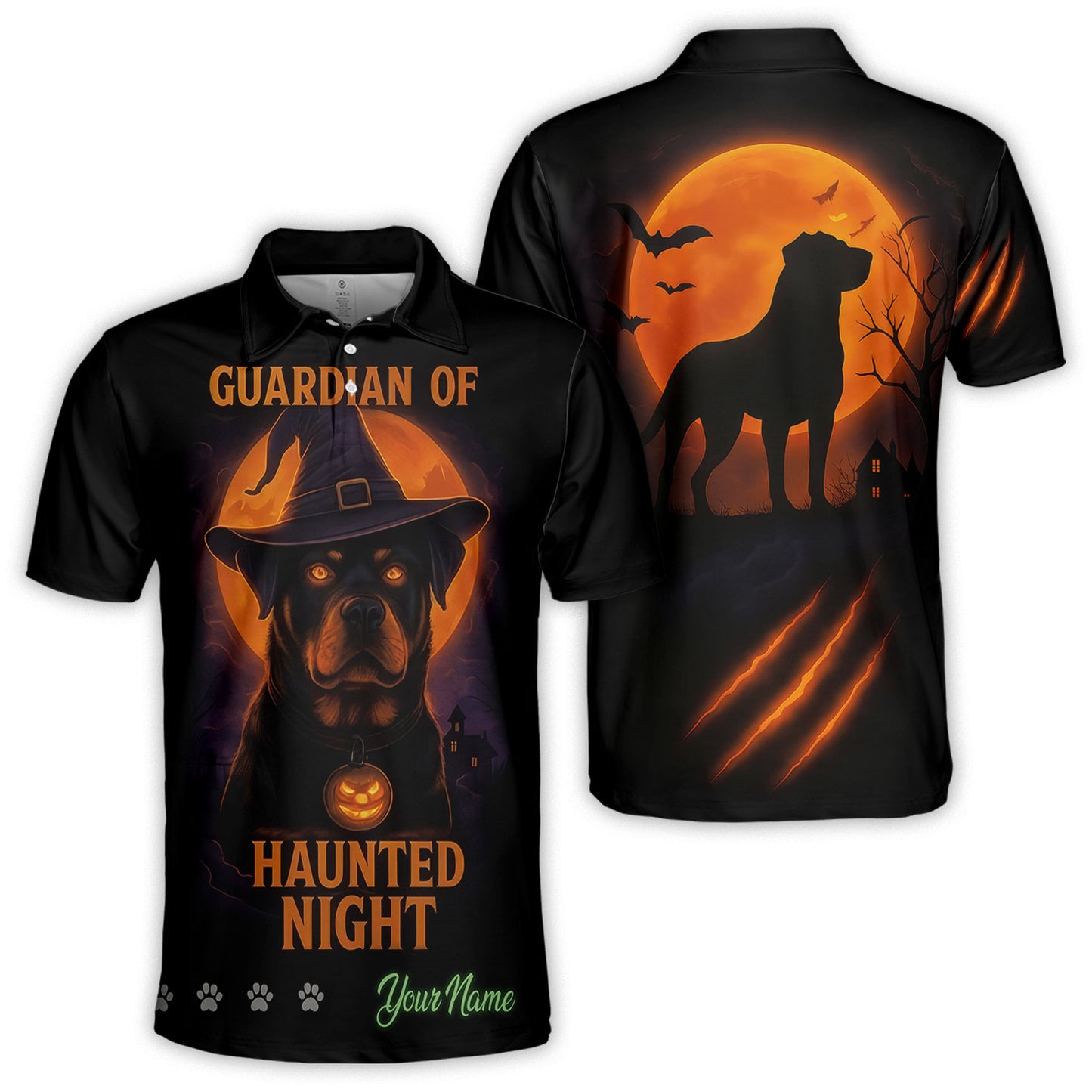 Personalized Rottweiler Halloween T-Shirt - Guardian of Haunted Night