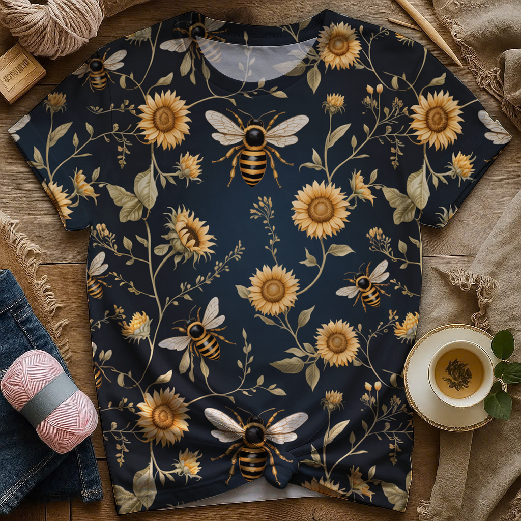 Bee and Sunflower Pattern Tee