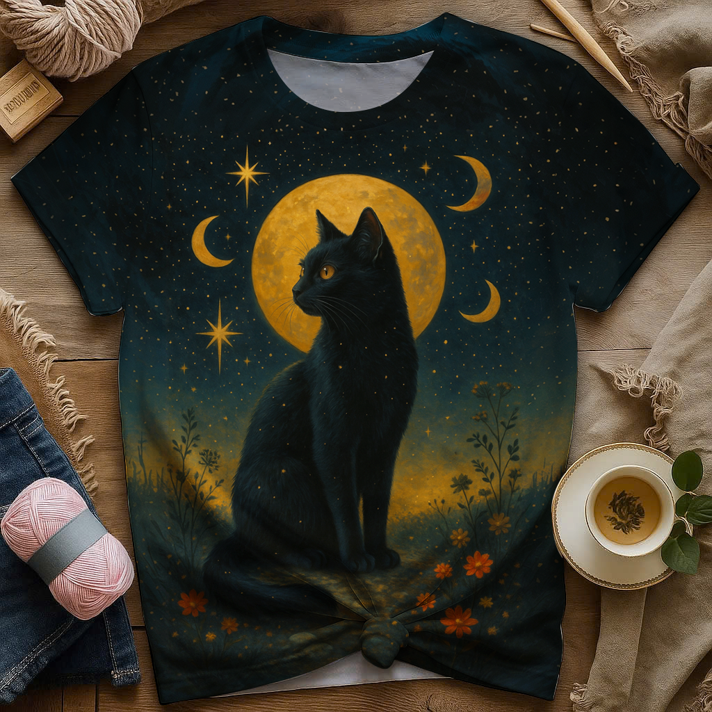 Mystic Black Cat Moon Tee