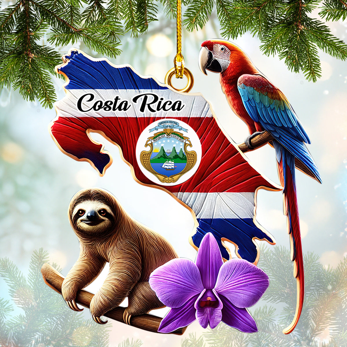 Custom Name Map Of Costa Rica Ornament, Home Decor Gift For Costa Rica Lovers