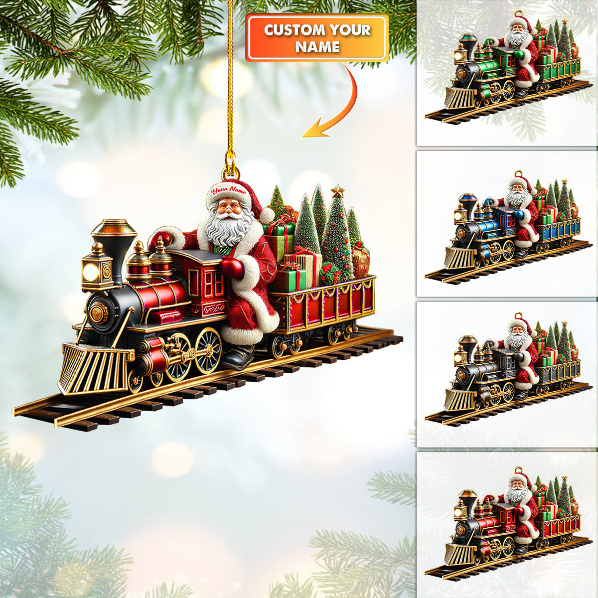 Personalized Santa Express Train Ornament, Custom Holiday Decoration