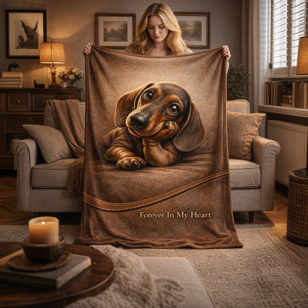 Forever In My Heart Dachshund Blanket - A Warm Hug That Keeps Their Love Close