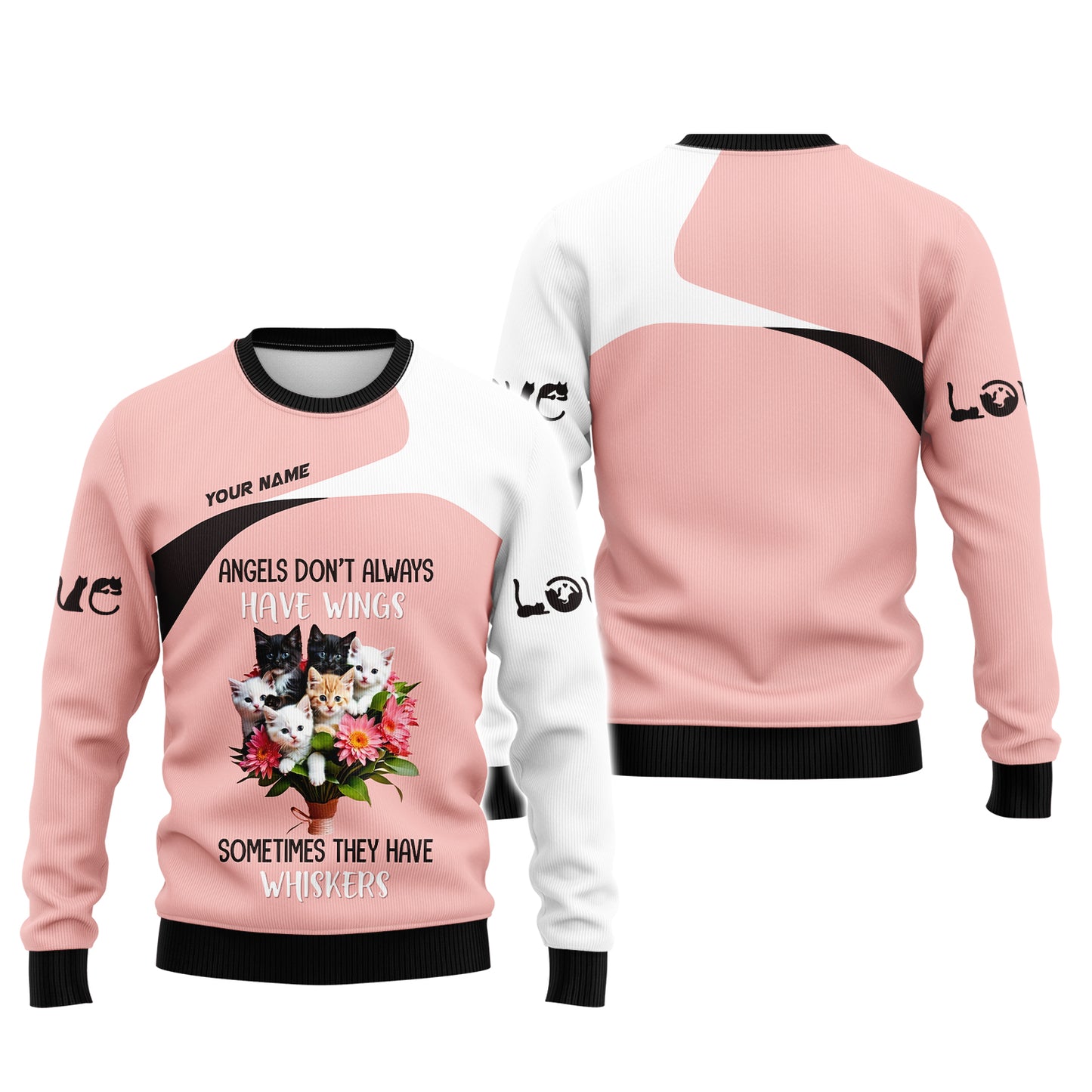 Cat Custom Name 3D Shirt Angels Dont't Always Have Wings Sometimes They Have Whiskers Gift For Cat Lovers