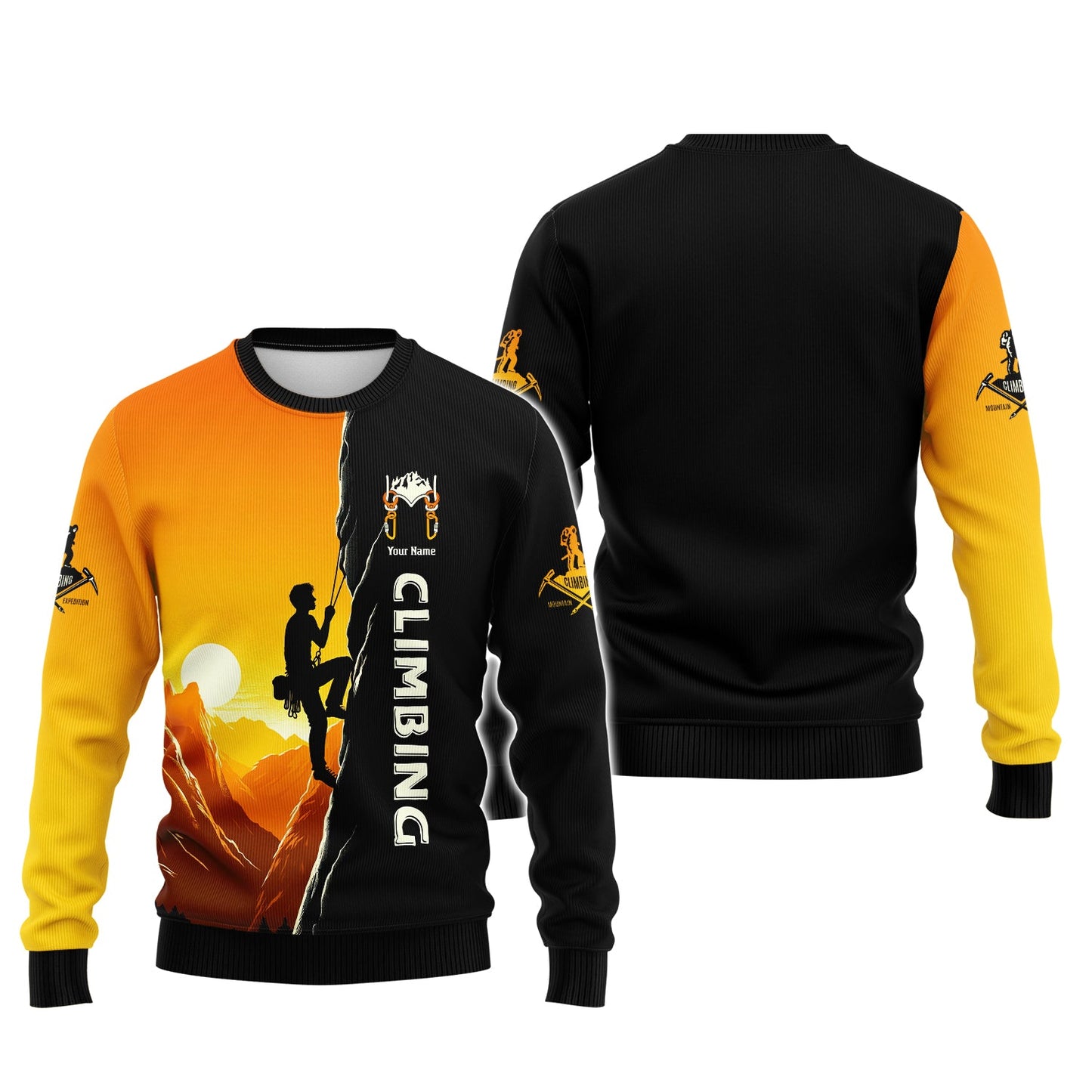 Sudadera con capucha y cremallera 3D con nombre personalizado para escalar Regalo con nombre personalizado para amantes de la escalada