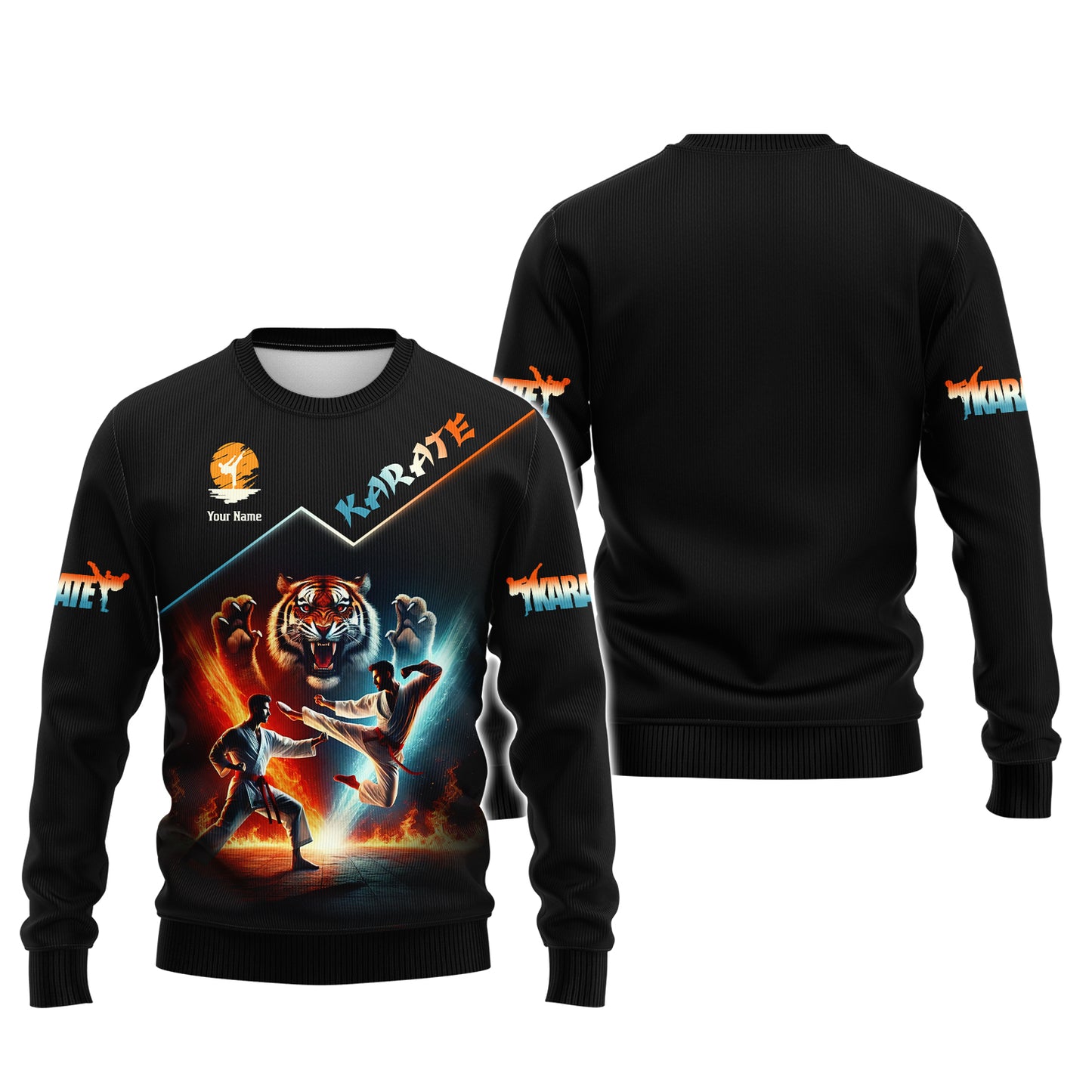 3D Full Print Karate With Tiger Spirit T-Shirt Personalized Name Gift For Karate Lovers