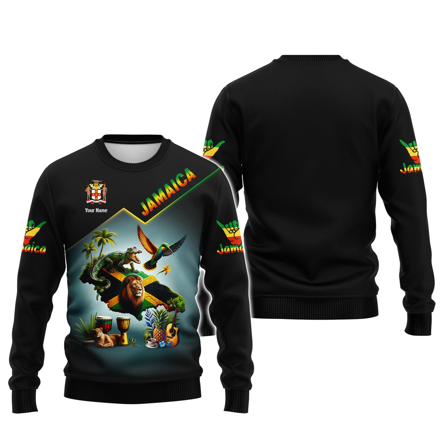 Camisetas con estampado 3D completo de guerrero cocodrilo de Jamaica, regalo con nombre personalizado para los amantes de Jamaica