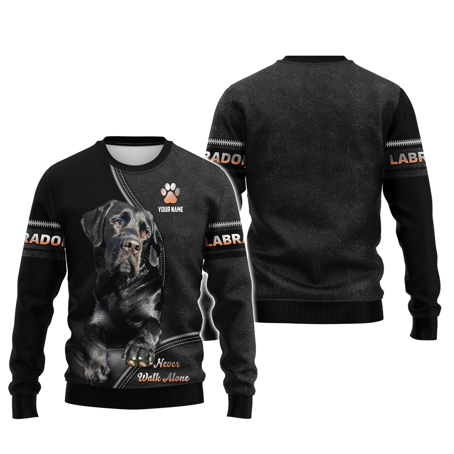 3D Full Print Labrador Dog Zipper Hoodie Personalized Name Gift For Dog Lovers