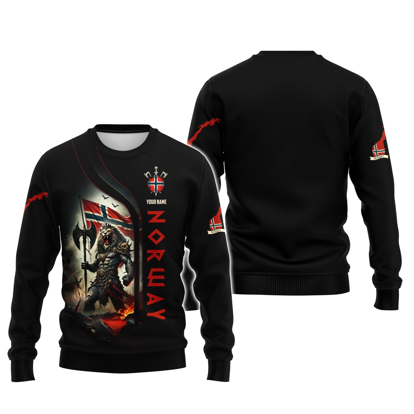 Camiseta con estampado 3D de valiente guerrero vikingo con bandera noruega, regalo personalizado con nombre para amantes noruegos