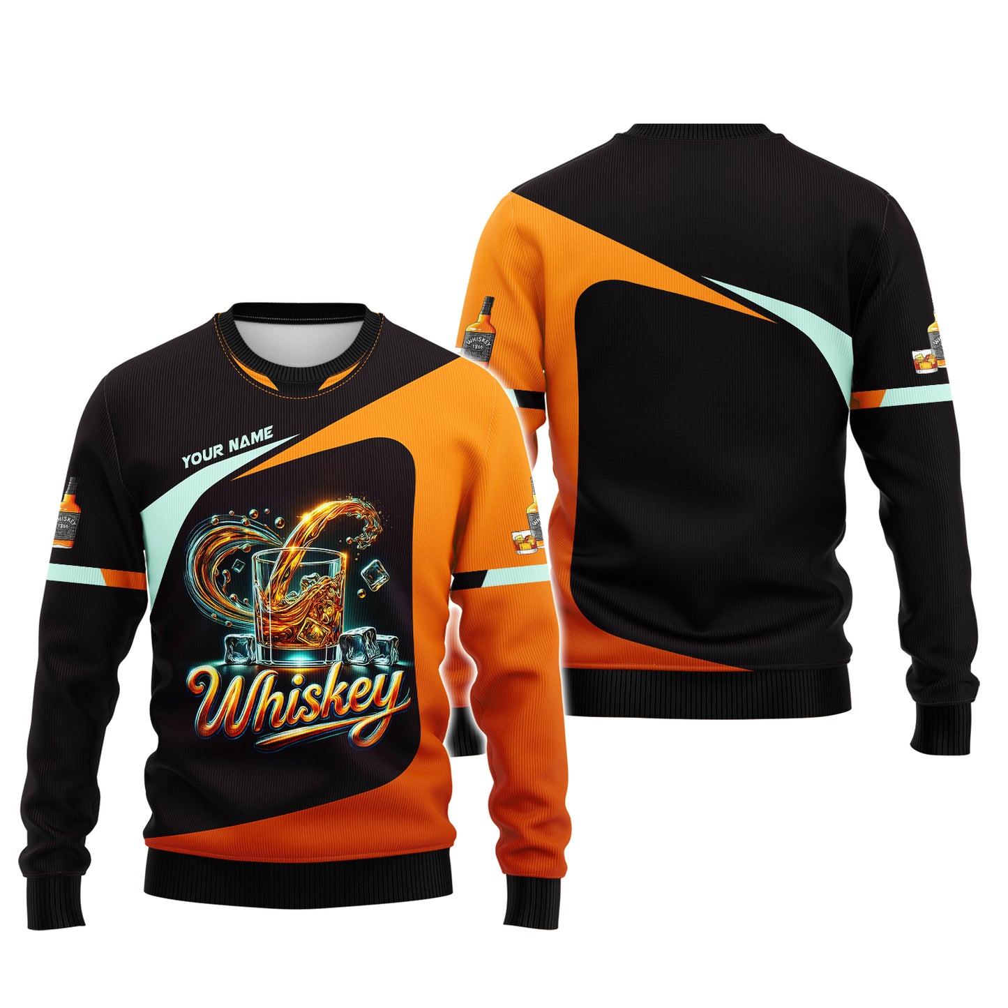 3D Full Print Whiskey Splash T-shirt Personalized Name Gift For Whiskey Lovers