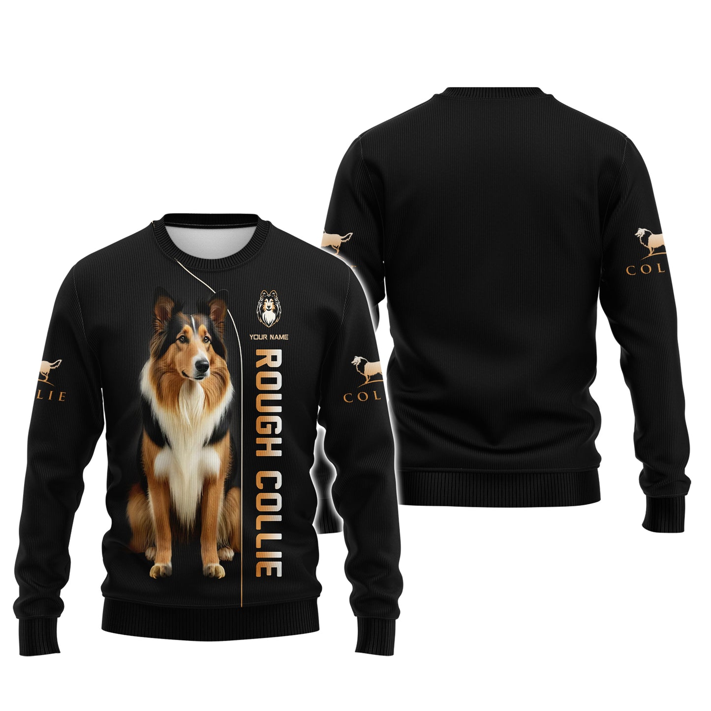 Customizable Rough Collie Zipper Hoodie Personalized Name Gift For Dog Lovers