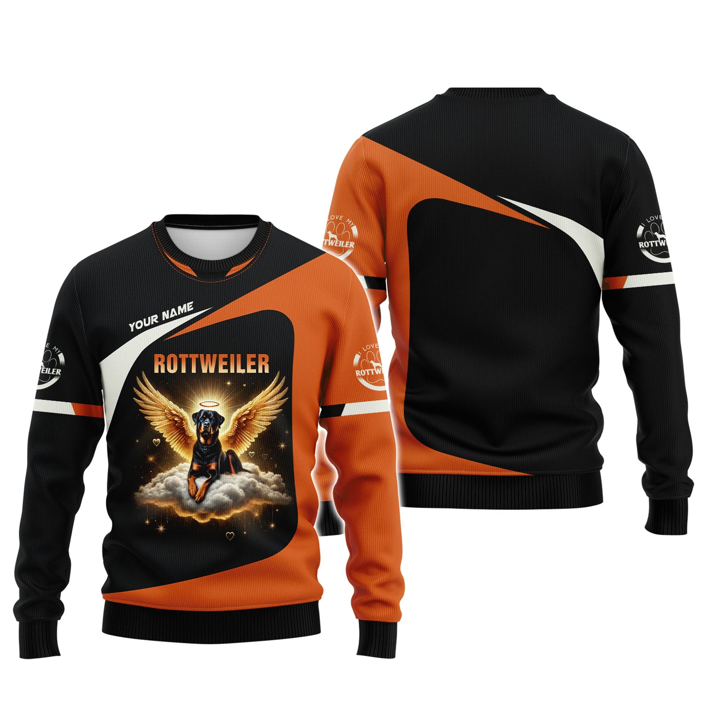 Custom Rottweiler Angel T-Shirt Personalized Name Gift For Dog Lovers
