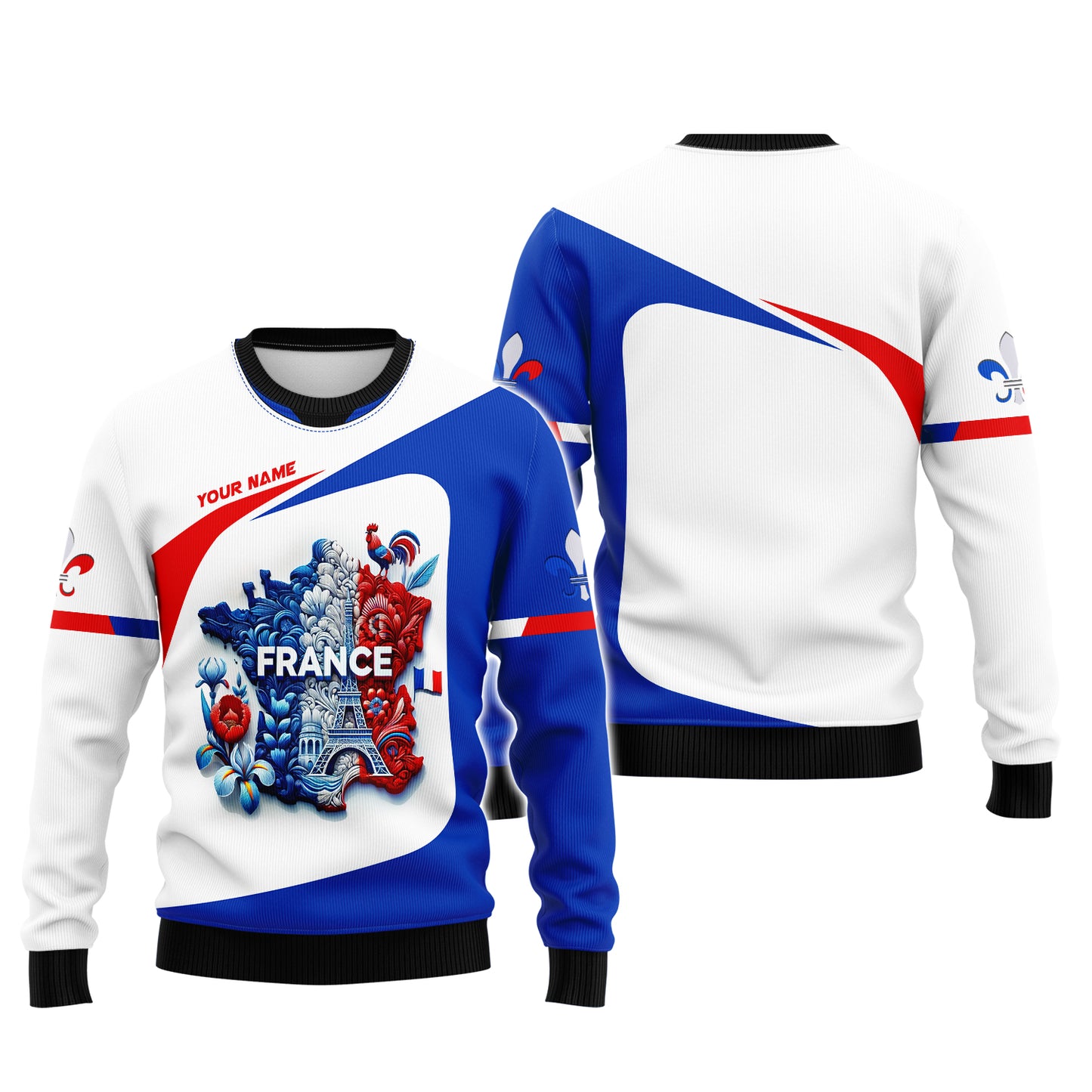 Camiseta personalizada con nombre en 3D y orgullo nacional de Francia. Regalo con nombre personalizado para amantes franceses