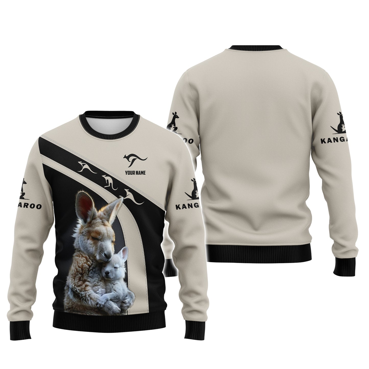 3D Full Print Kangaroo Themed T-Shirt Personalized Name Gift For Kangaroo Lovers