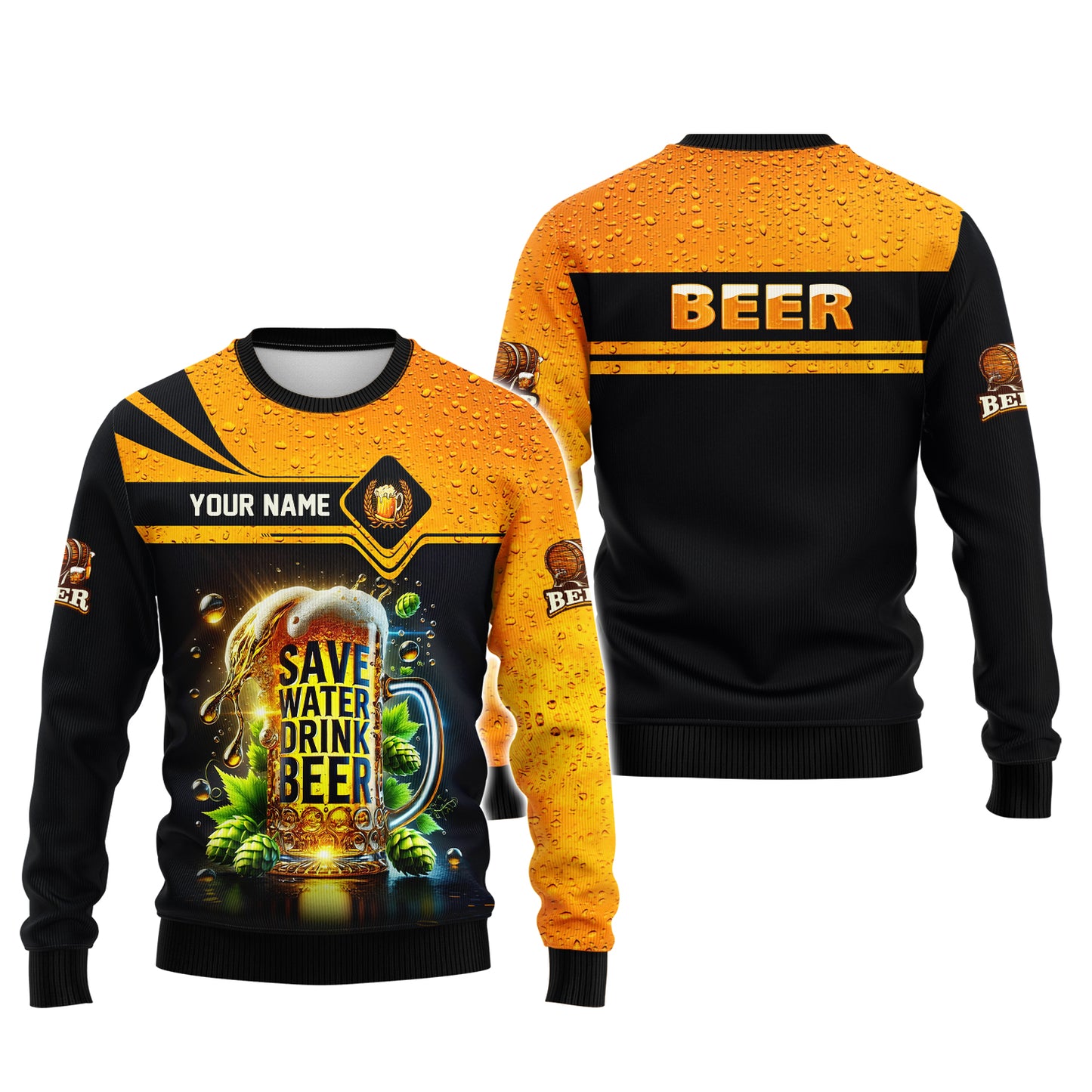 Camiseta personalizada con nombre y vaso de cerveza, regalo personalizado para amantes de la cerveza