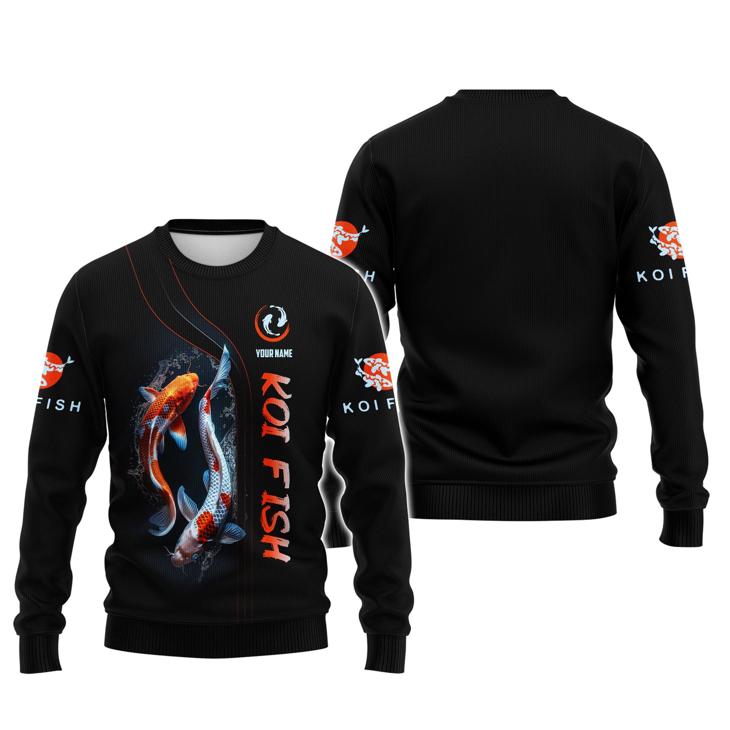3D Full Print Koi Fish Zipper Hoodie Personalized Name Gift For Koi Fish Lovers