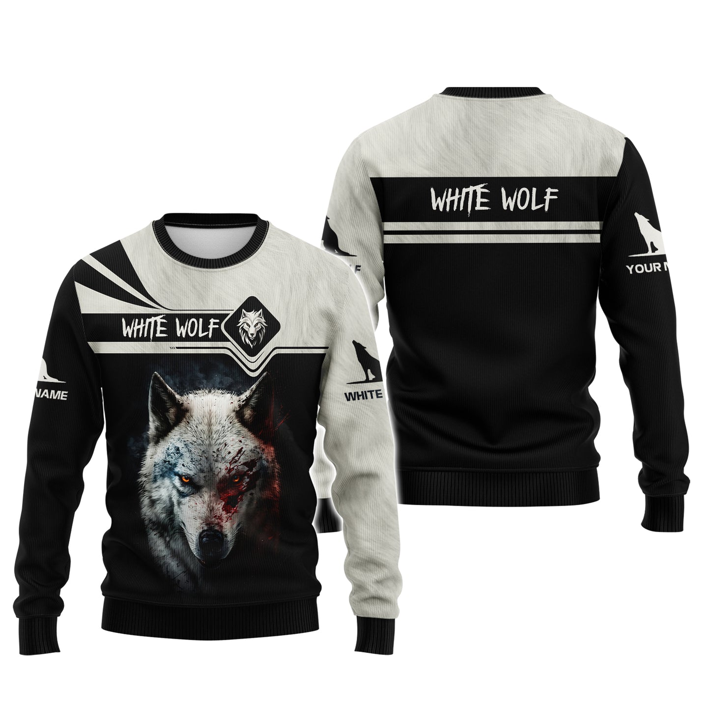 Camiseta personalizada con estampado 3D completo de padre lobo e hijo, regalo con nombre para amantes de los lobos