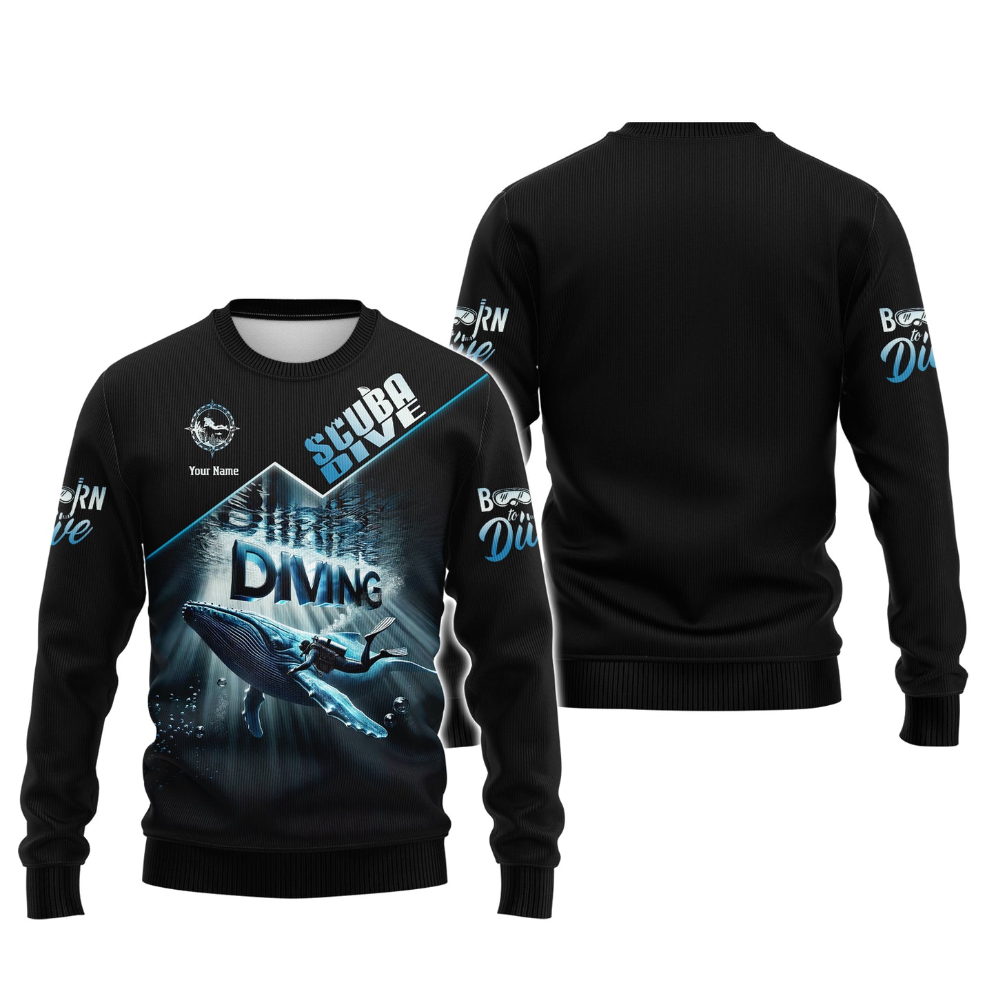 Custom Scuba Diver With Whale 3D T-Shirt Personalized Name Gift For Diver Lovers