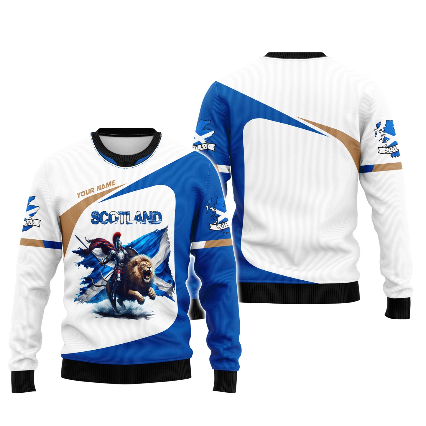 3D Full Print Knight With Lion Of Scotland Shirt Personalized Name Gift For Scotish Lovers