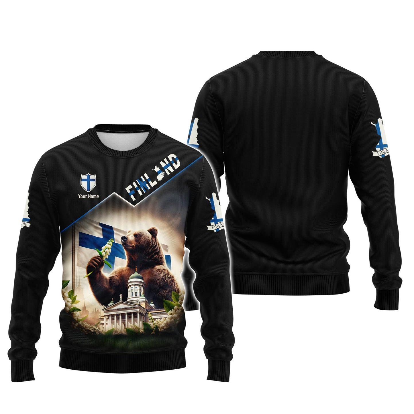 Camiseta con estampado 3D completo de El Rey León con la bandera de Finlandia, regalo con nombre personalizado para amantes finlandeses