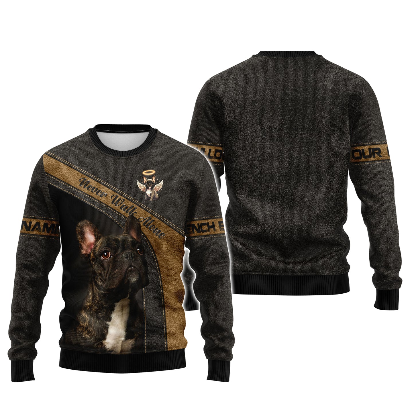 Custom Name 3D Shirt Never Walk Alone French Bulldog Shirt Gift For Dog Lover