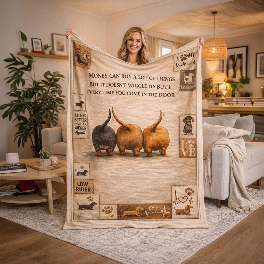 Wiizaa Dachshund Fleece Blanket - Ultra Soft Cozy Throw That Feels Like Coming Home