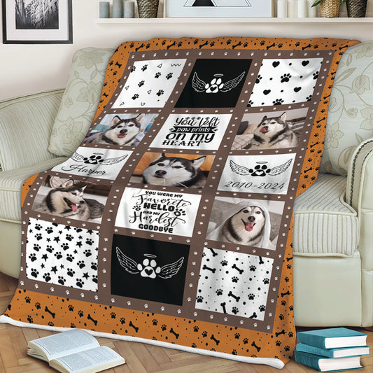 you Left Paw Prints On My Heart - Memorial Personalized Custom Blanket - Sympathy Gift
