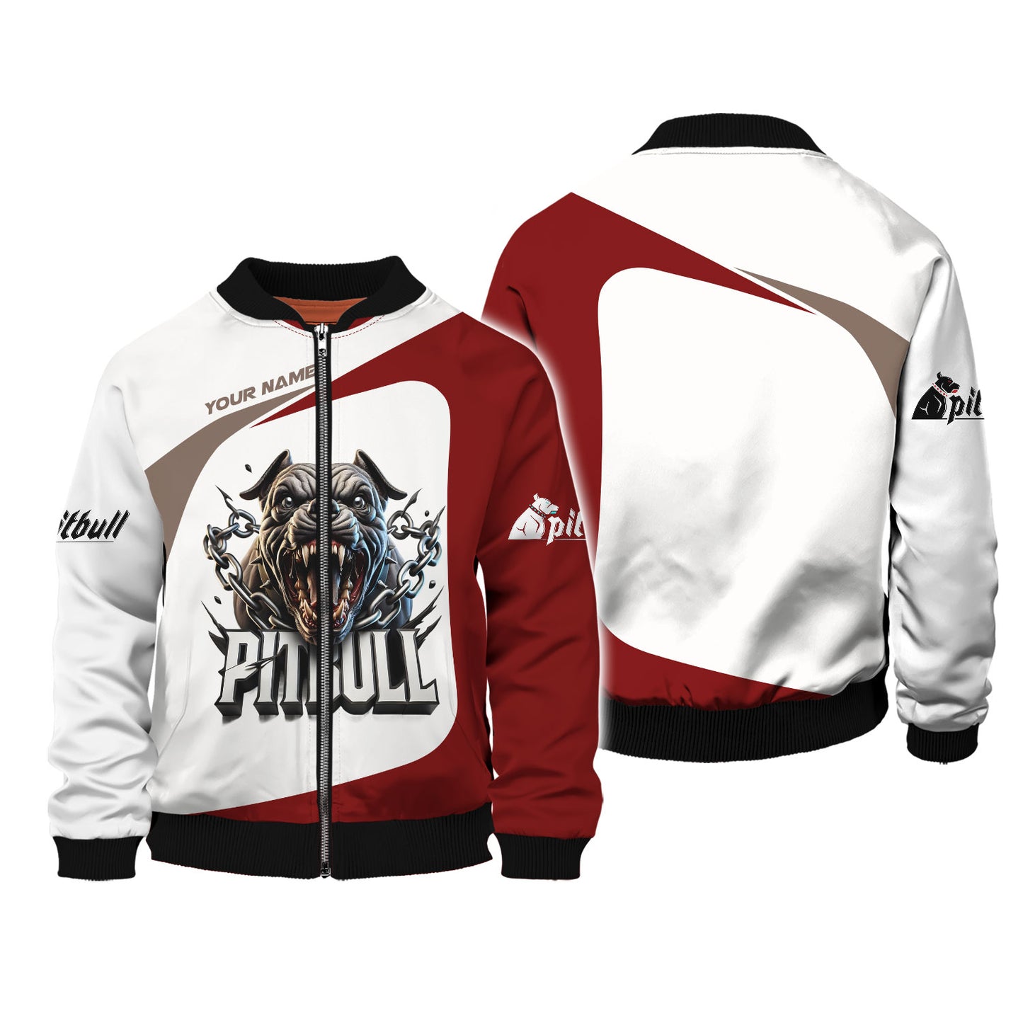 3D Full Print Sharp Fang Pitbull T-Shirts Personalized Name Gift For Dog Lovers