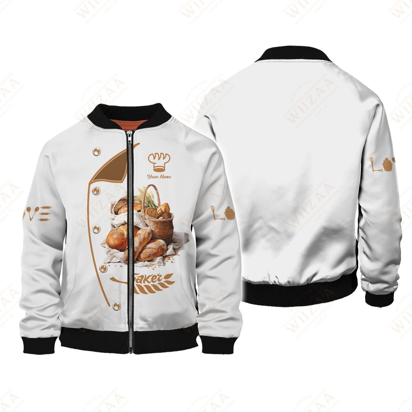 Personalized Baker Shirt, Freshly Baked Bread & Golden Wheat Motif