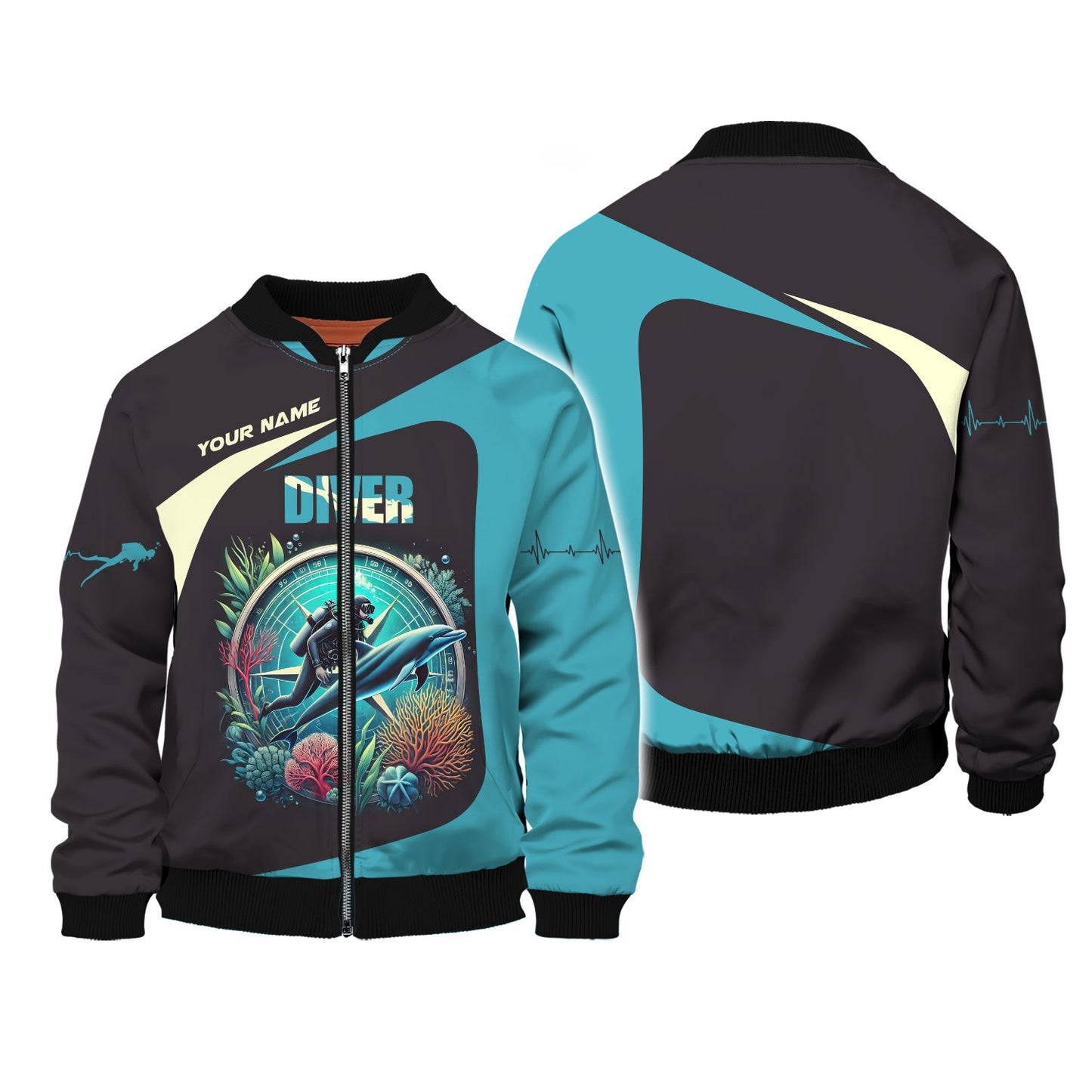 3D Full Print Scuba Diving T-Shirts Personalized Name Gift For Diver Lovers