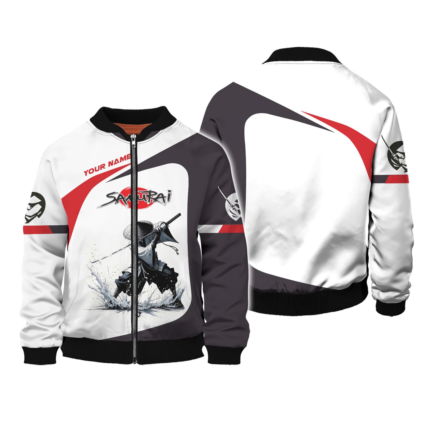 Camiseta personalizada con nombre 3D de Samurai lleno de poder en el agua, regalo personalizado para amantes de los samuráis