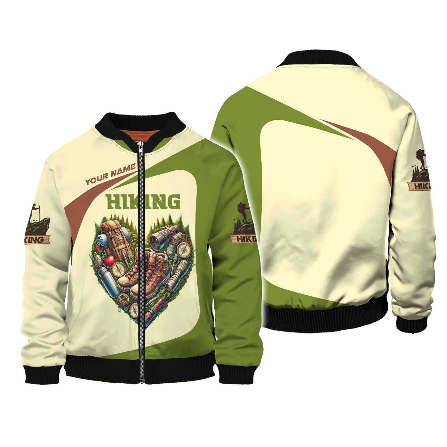 Camiseta personalizada con nombre en 3D y corazón para excursionistas, regalo personalizado para amantes de las caminatas