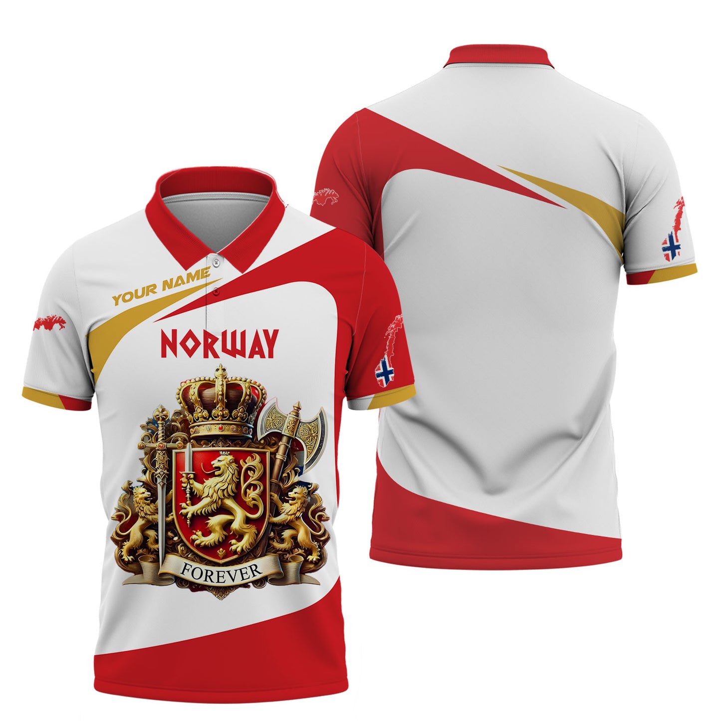 Camiseta personalizada con el escudo de armas de Noruega en 3D, regalo personalizado para los amantes de Noruega