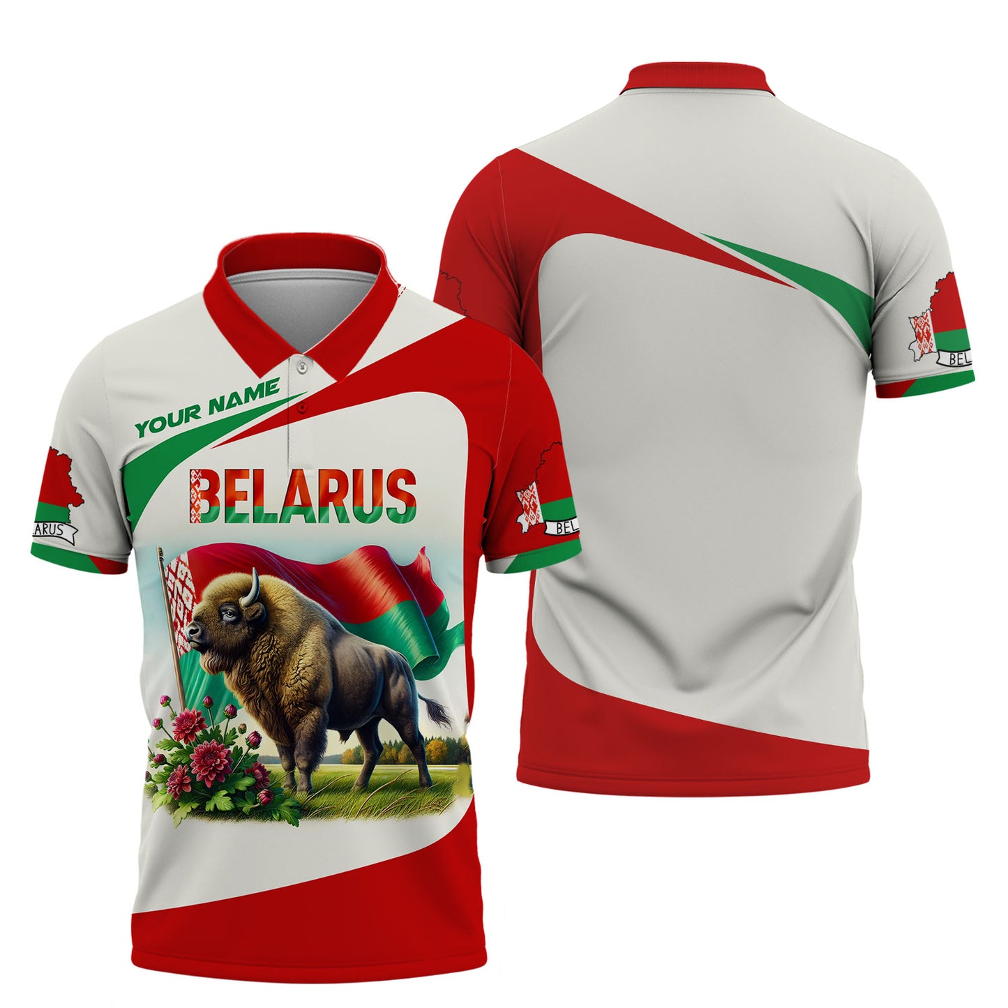 Camiseta de Bielorrusia con impresión 3D completa y nombre personalizado como regalo para los amantes de Bielorrusia
