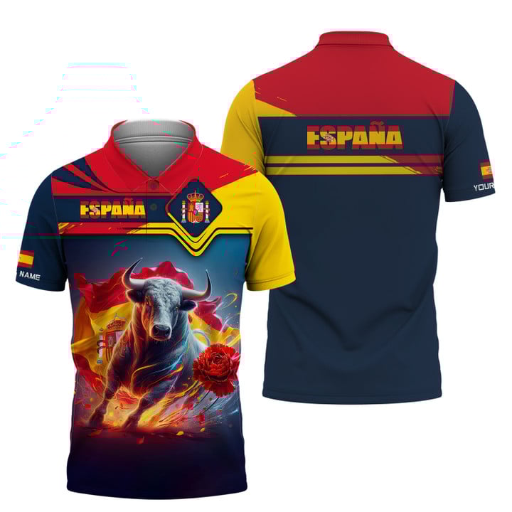 Personalized Spain Pride Shirt - Majestic Bull with Roses