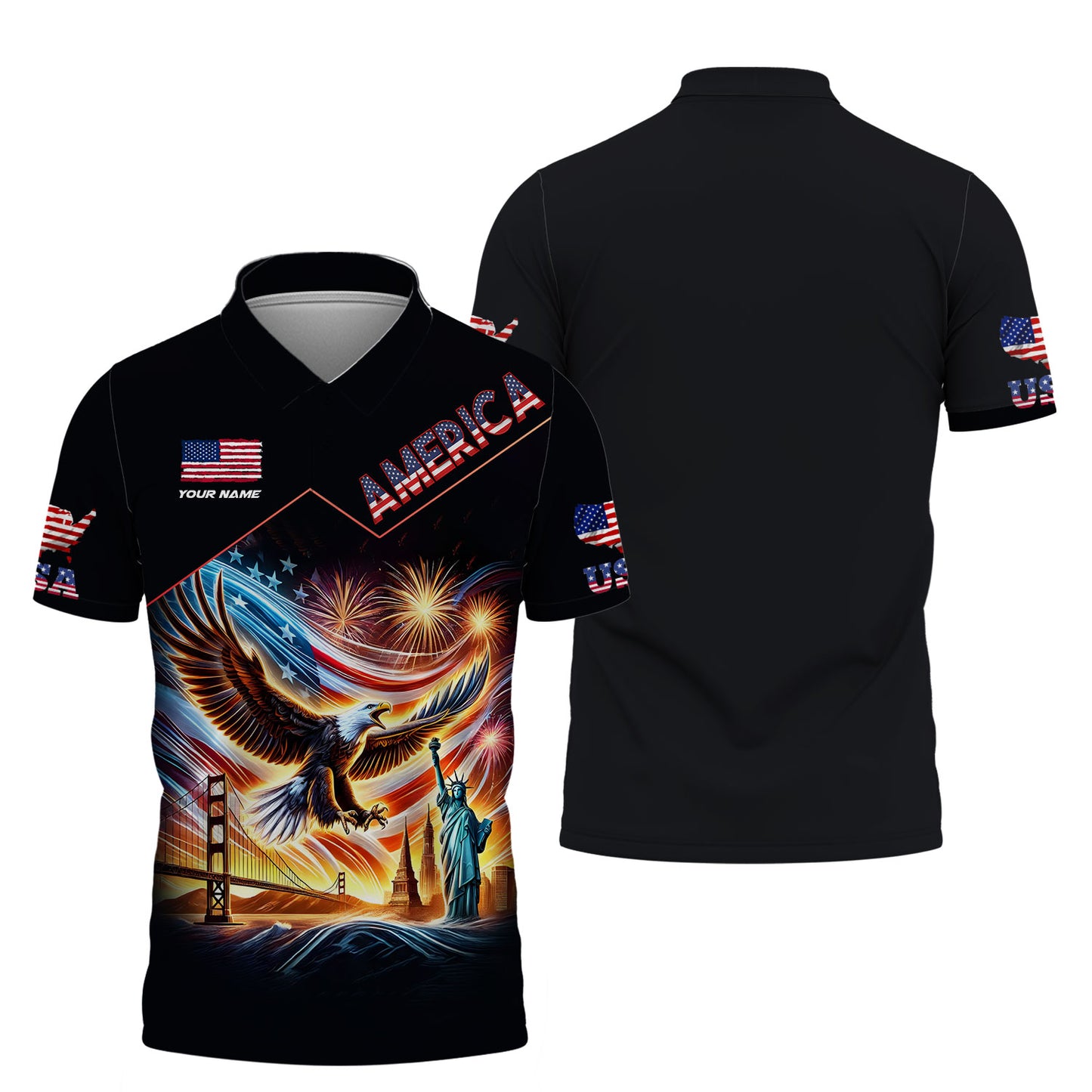 Camisetas personalizadas americanas Camiseta 3D con águila americana Regalo para amantes de Estados Unidos