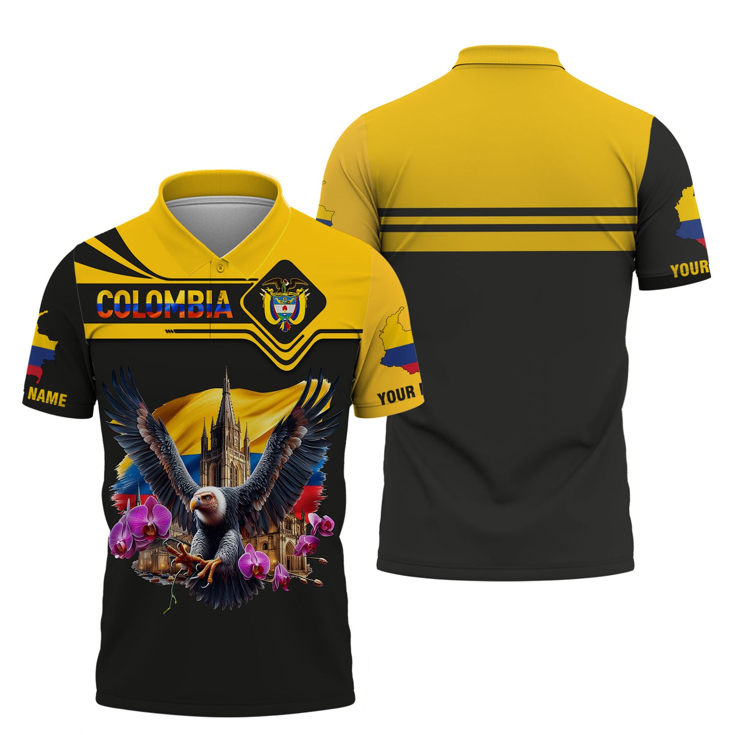 Camiseta de Colombia con impresión completa en 3D y nombre personalizado como regalo para los amantes de Colombia