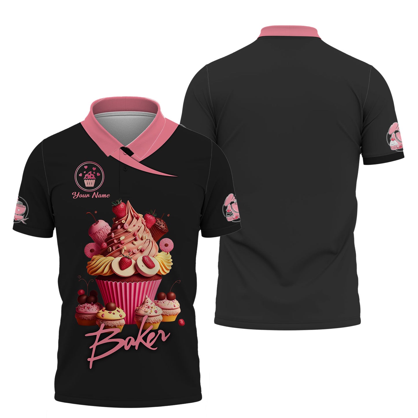 Camisetas de panadero personalizadas: deliciosos diseños de cupcakes y bayas para amantes de los postres