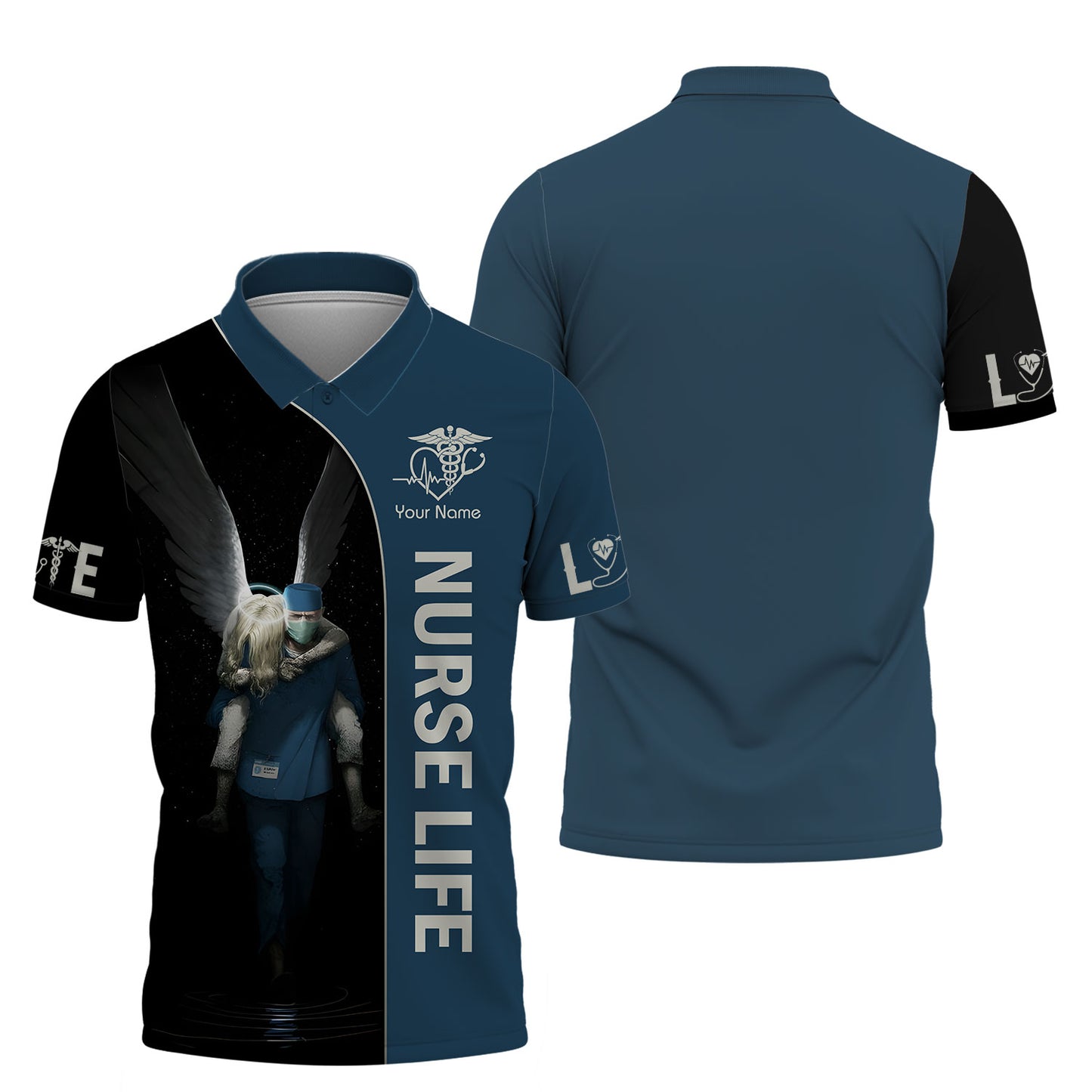 Personalized Nurse Shirt, Angel Wings and Healthcare Hero Tribute