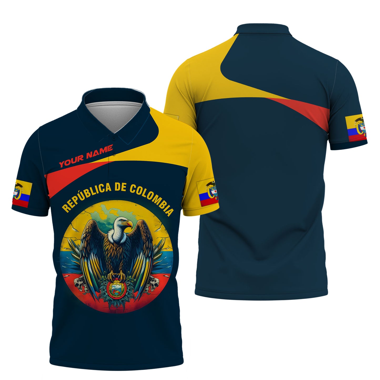 Camiseta personalizada con el nombre de la República de Colombia en 3D, regalo personalizado para los amantes de Colombia