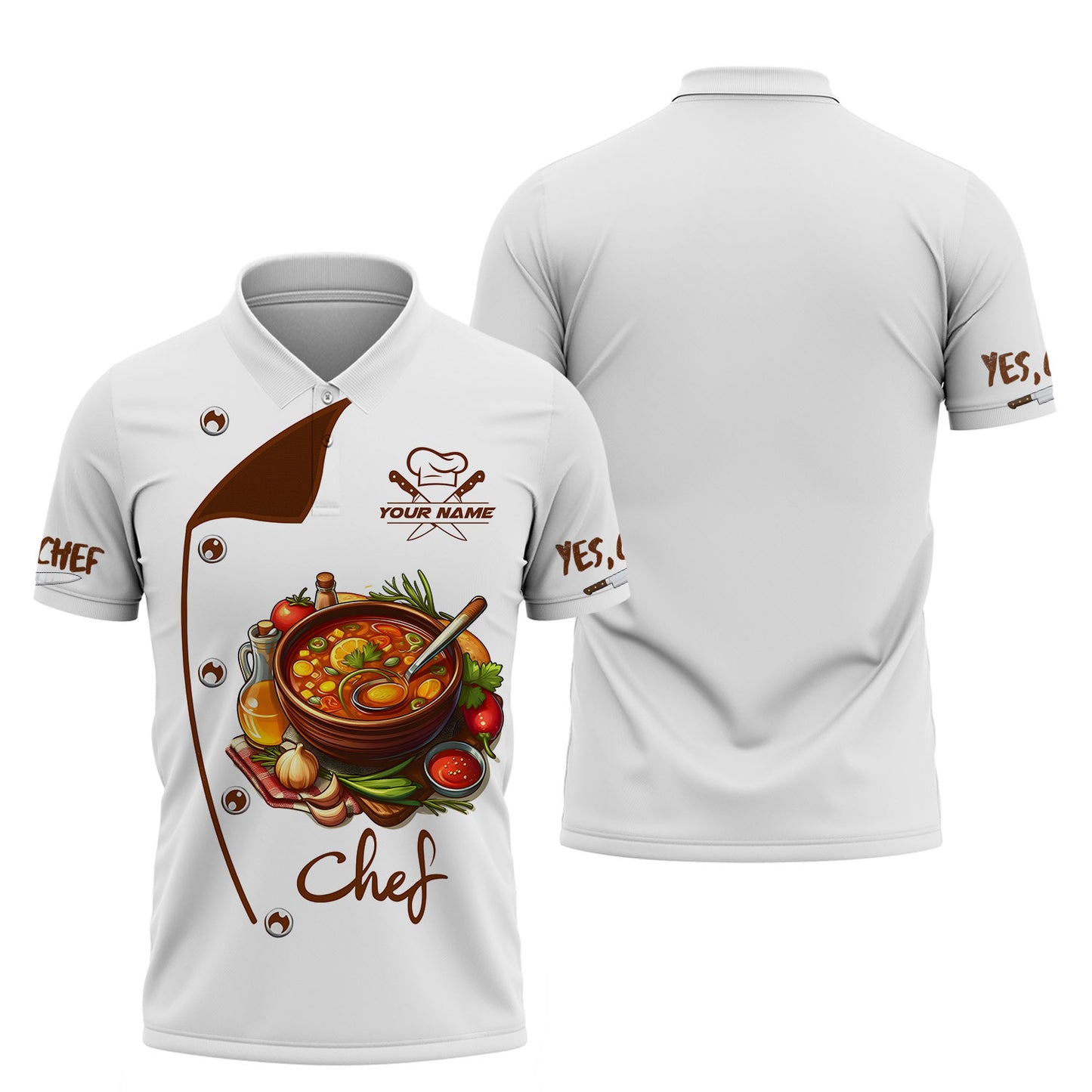 Personalized Chef Shirt, Gourmet Soup Design with Fresh Ingredients