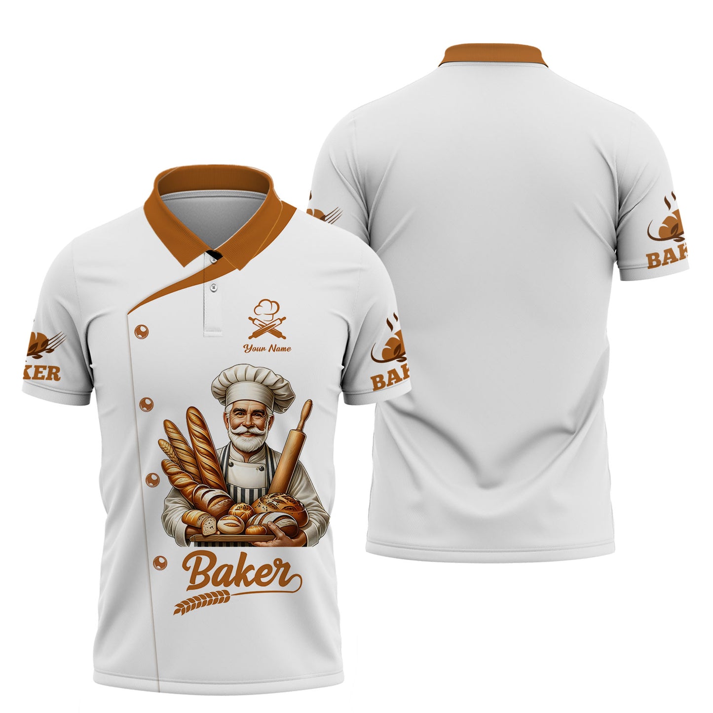 Personalized Baker Shirt, Classic Chef with Bread Basket