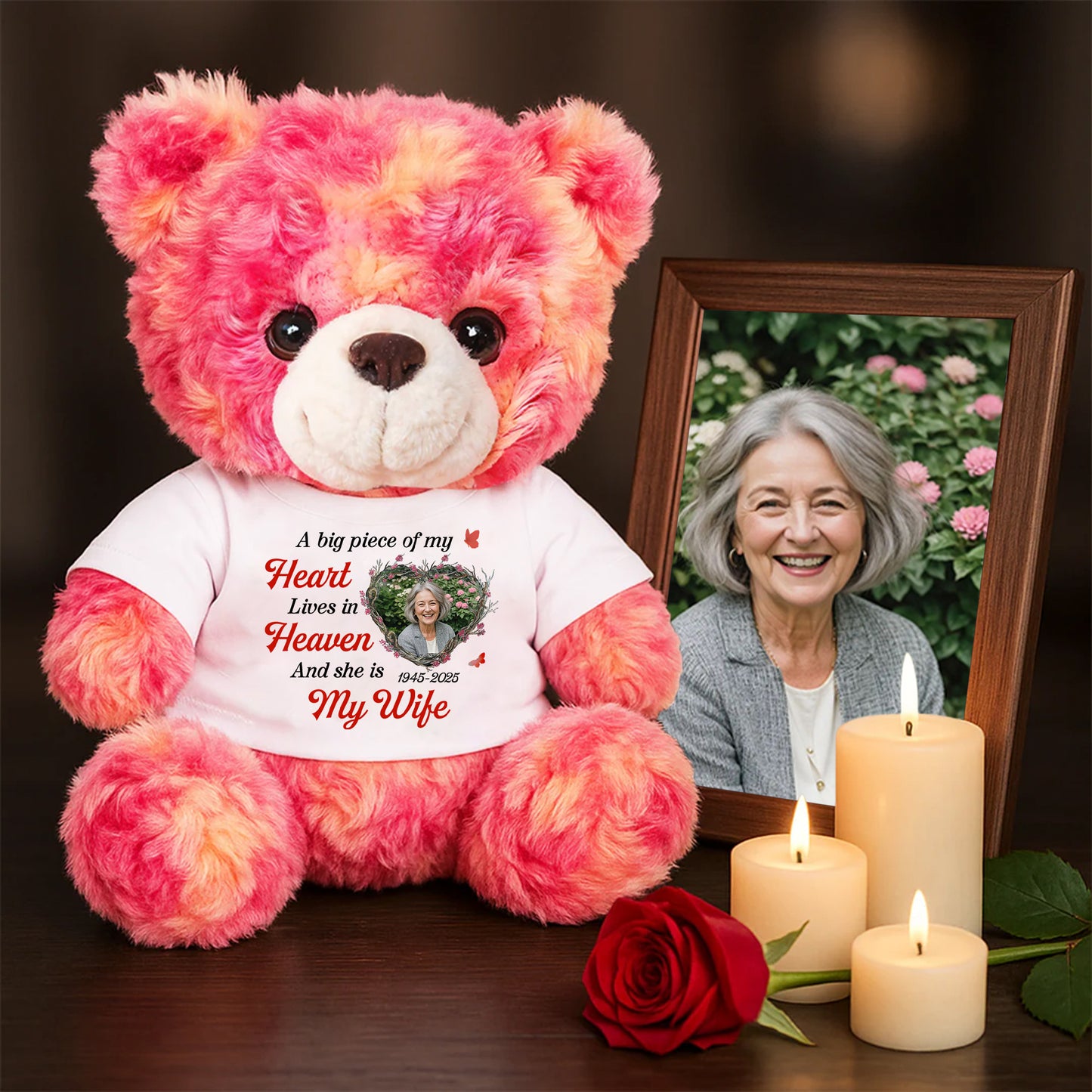 A Big Piece Of My Heart Lives In Heaven Cardinal - Memorial Personalized Teddy Bear