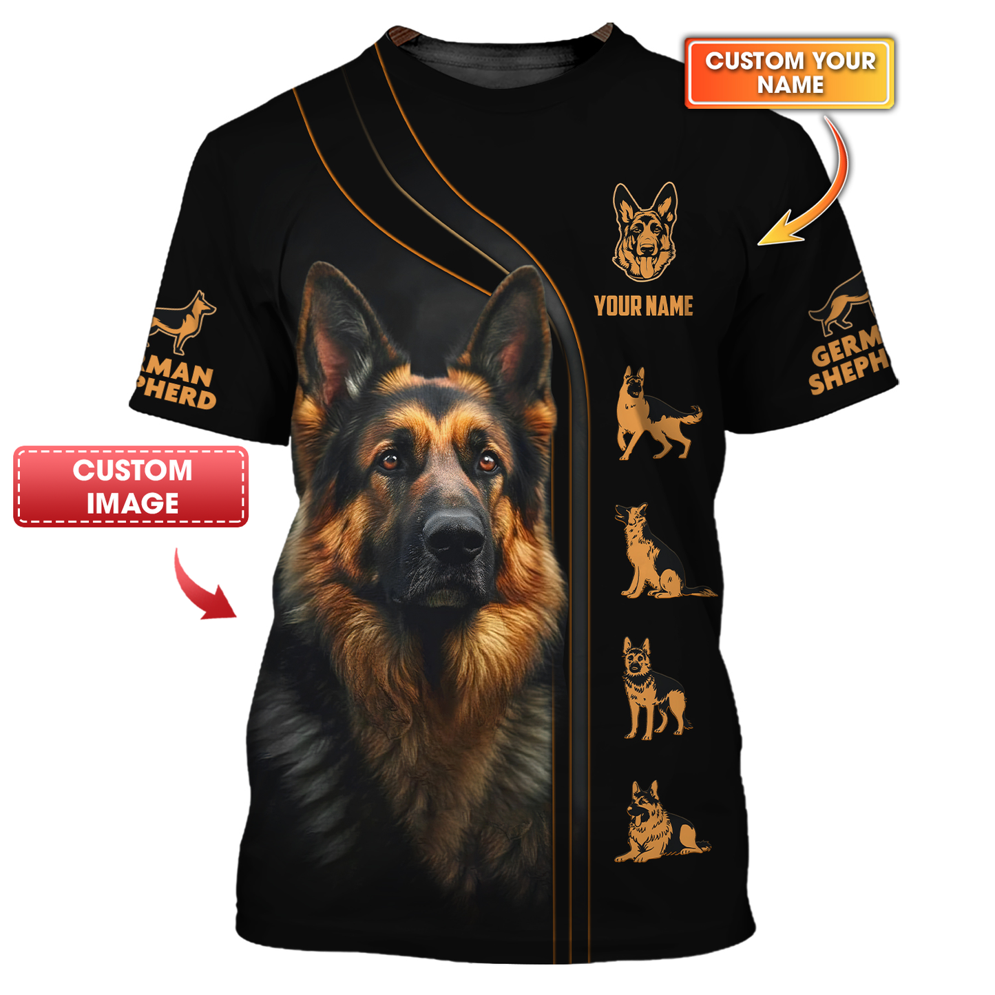 German Shepherd Custom Name Shirt Gift For Dog Lover 3D Shirts