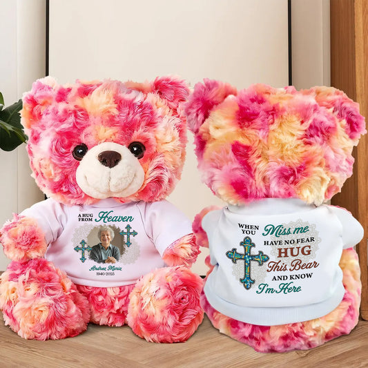 A Hug From Heaven Custom Name and Year Cross - Memorial Personalized Teddy Bear