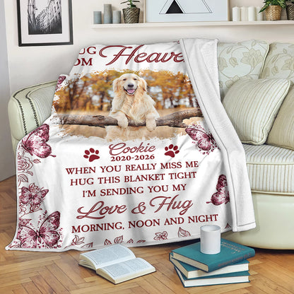 A Hug From Heaven Pet Loss - Memorial Personalized Custom Blanket - Sympathy Gift