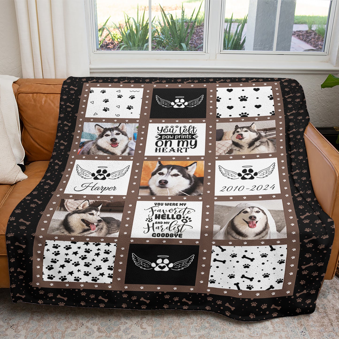 you Left Paw Prints On My Heart - Memorial Personalized Custom Blanket - Sympathy Gift
