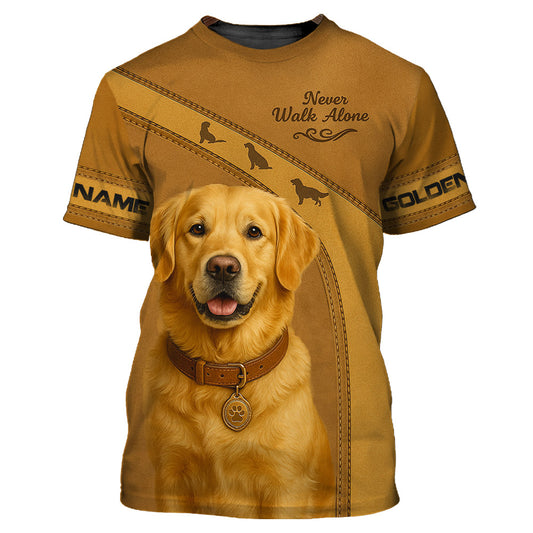 Personalized Golden Retriever T-Shirt, Dog Design with Custom Name
